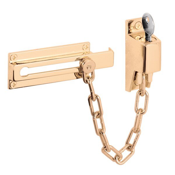 Keyed Chain Door Guard, Brite Brass Finish, Prime-Line, Mfr#: U 9912
